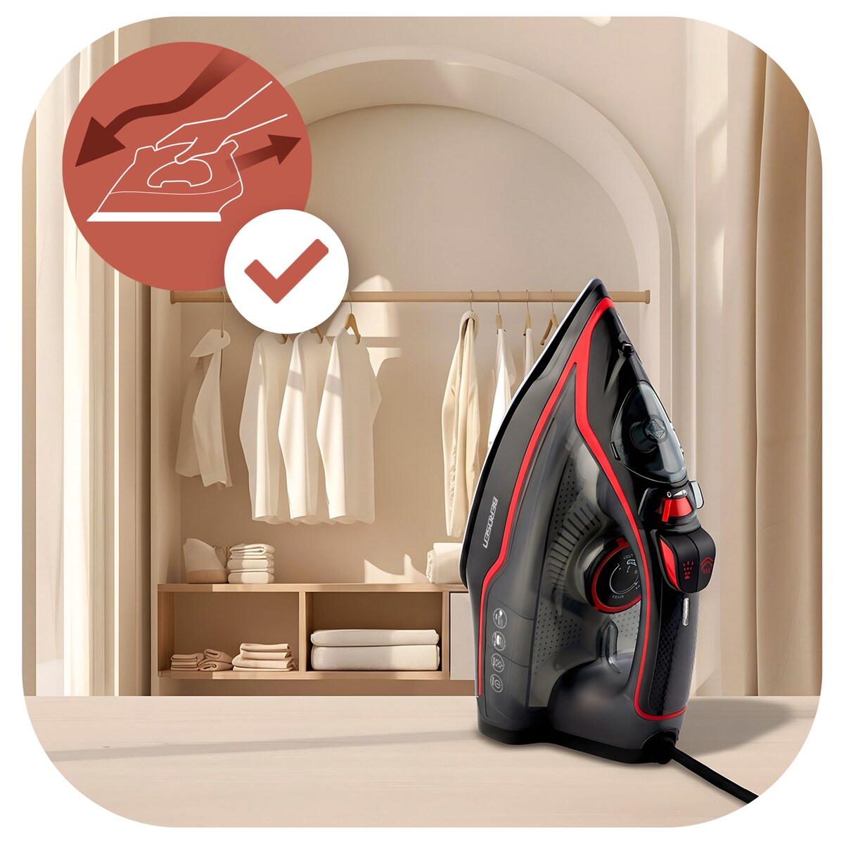 Żelazko parowe 2600W ceramiczna powłoka praca w pionie Berdsen 333100