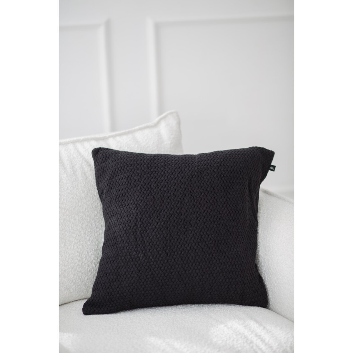 Poszewka rustykalna kwadratowa grafitowa, 50 x 50 cm, La Manta