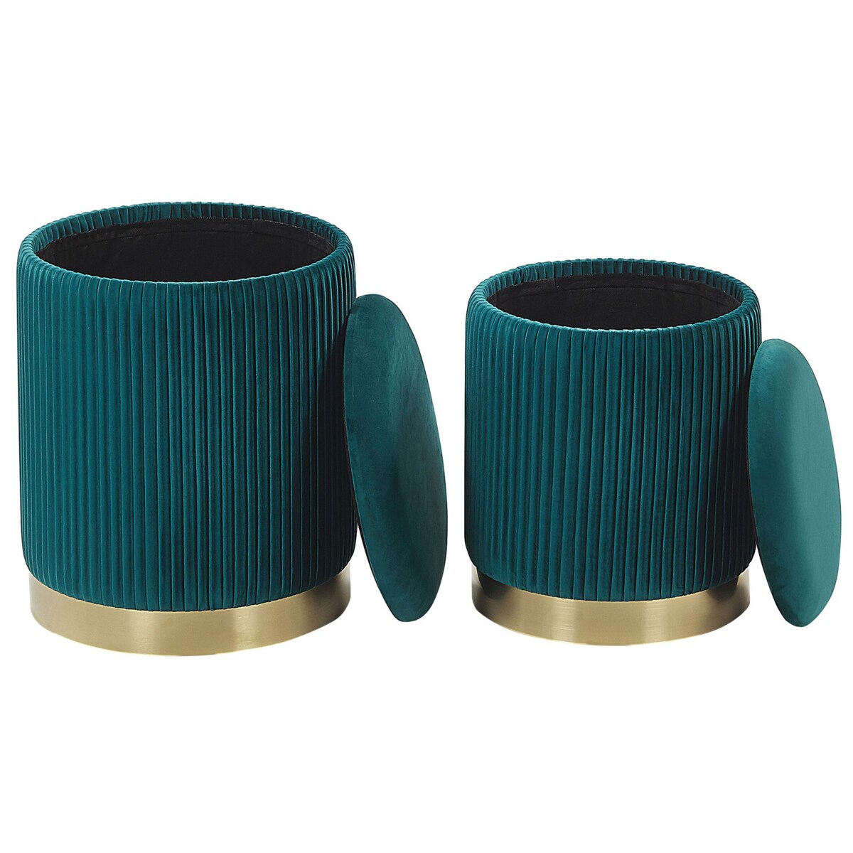 Zestaw 2 pufów ze schowkiem niebieski MIRAMAR