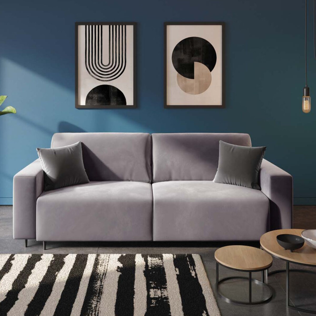 Hesto 3-osobowa rozkładana sofa - tytanowa