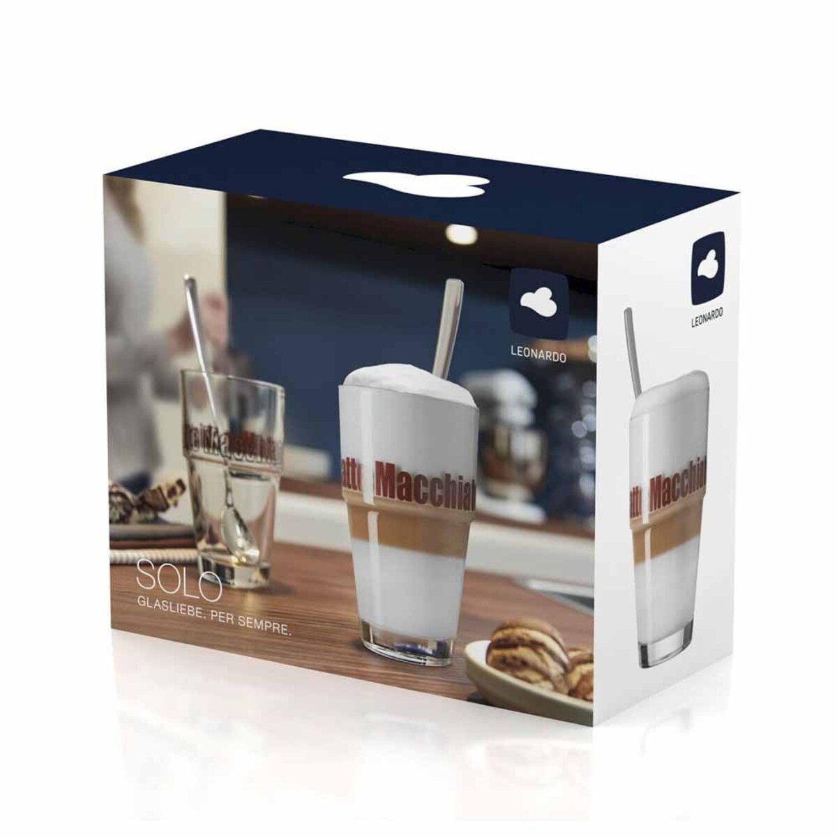 Zestaw 2 szklanek z łyżeczkami Latte Solo - Leonardo
