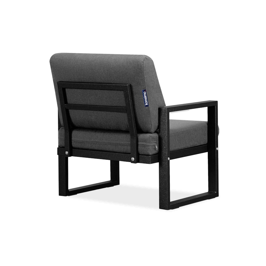 KONSIMO FRENA Stalowy fotel tarasowy w stylu industrialnym, czarny