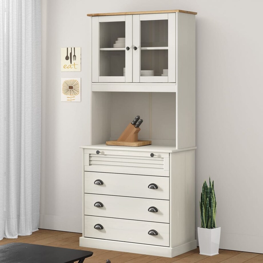 vidaXL Kredens VIGO, biały, 80x40x176 cm, lite drewno sosnowe