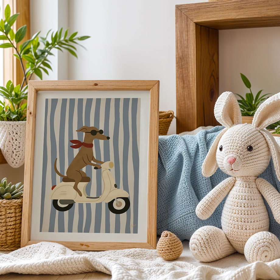 plakat pies na vespie 70x100