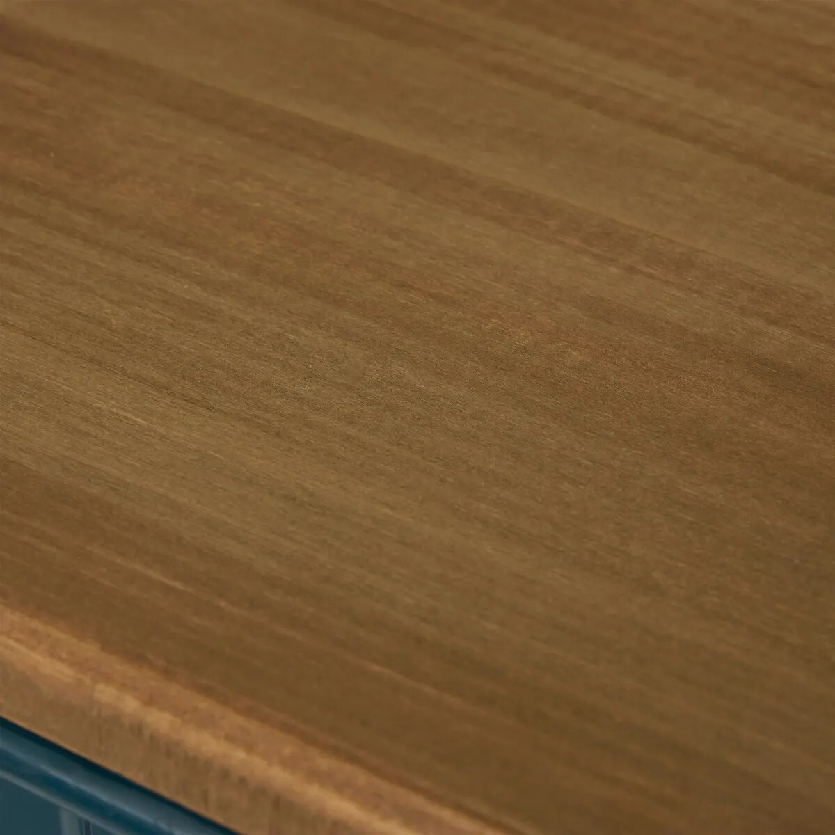 Komplet 3 metalowych skrzyń z drewnianym blatem Azae niebieskie