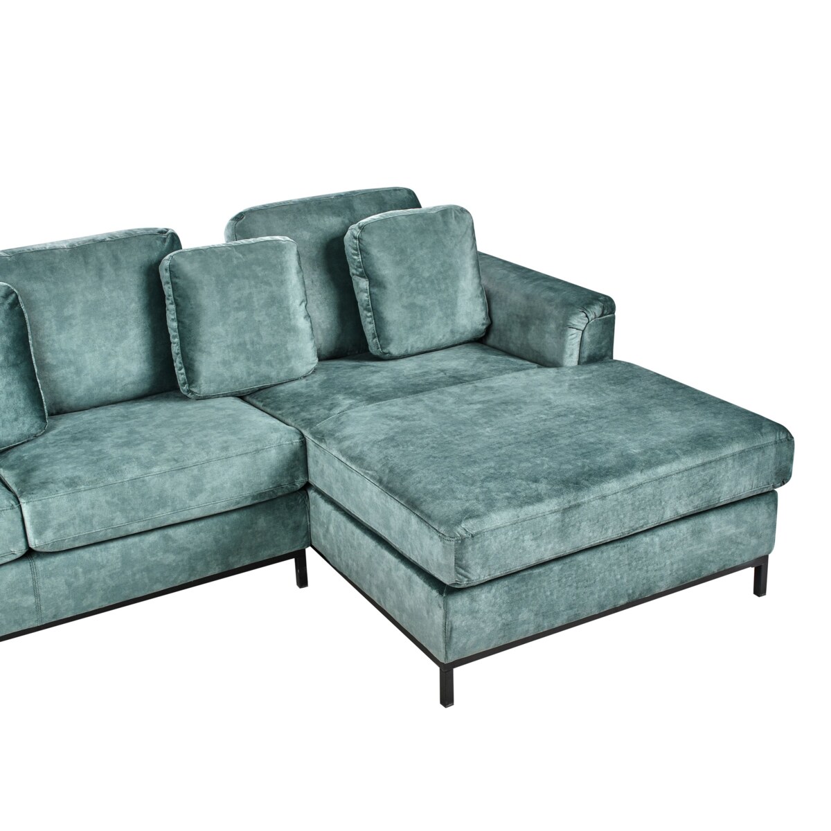 Narożnik z otomaną welurowy lewostronny lazurowy OSLO