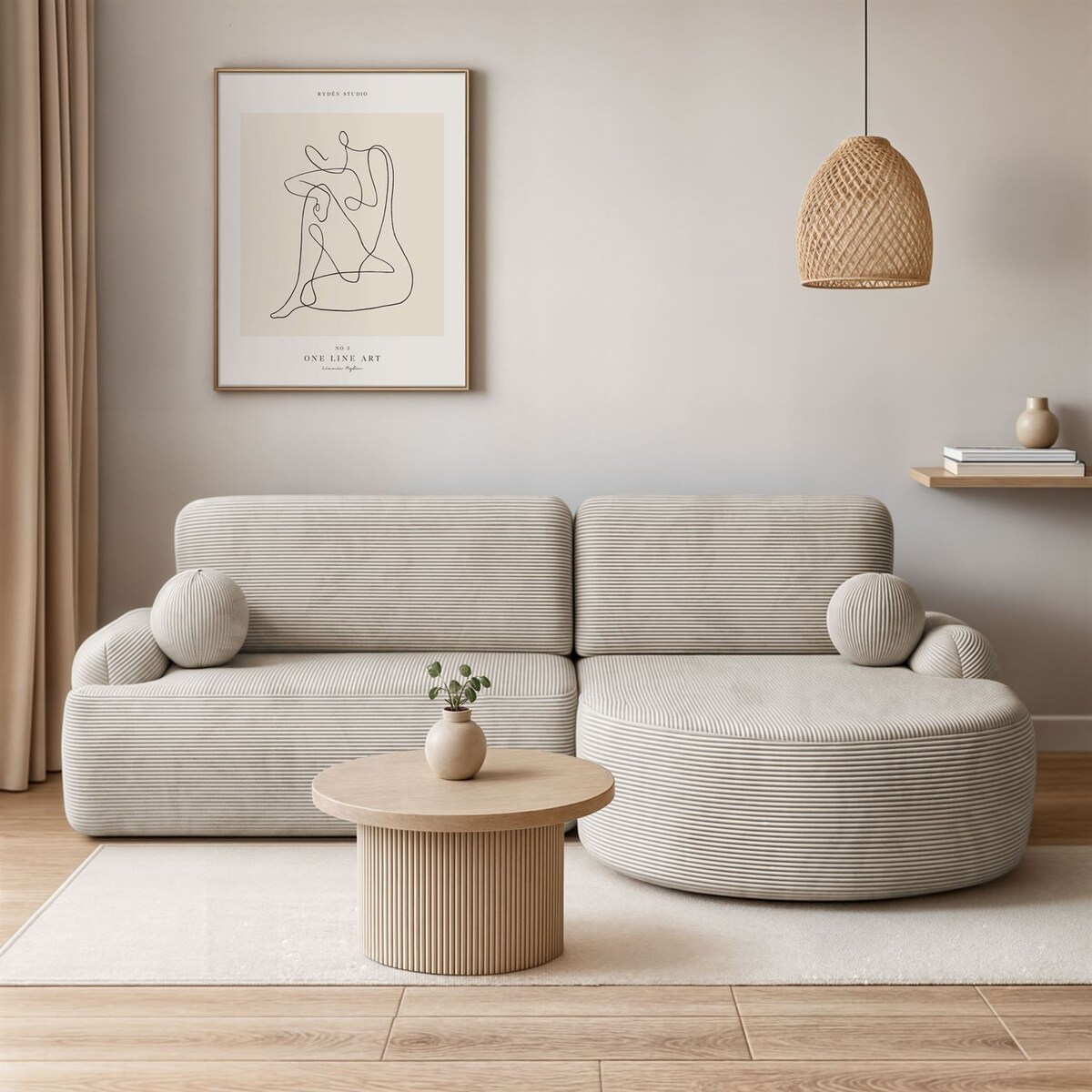 Zaokrąglony narożnik CLEO II z funkcją spania, wersja prawa, Poso 100