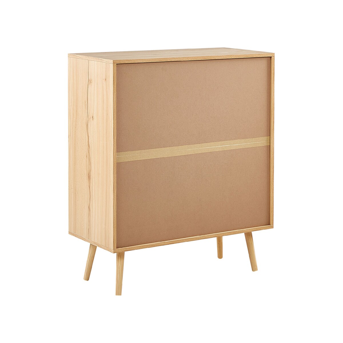 Komoda 4 szuflady fronty rattanowe jasne drewno PEROTE