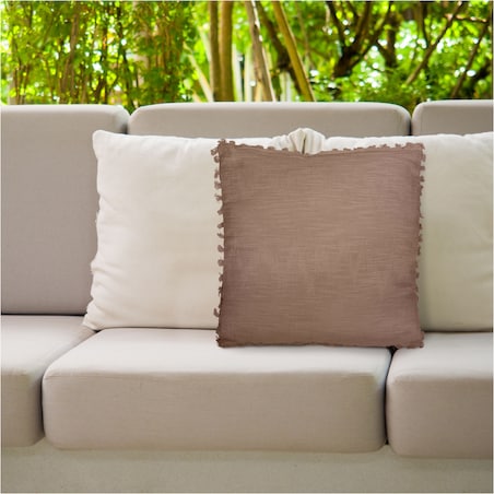 Poduszka Boho Z Frędzlami Dekoracyjna Ozdobna 45x45cm Beżowa