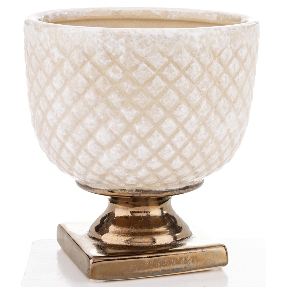 Osłonka ceramiczna biała 16,5x15,5 cm IRMA SMALL- II na podstawce