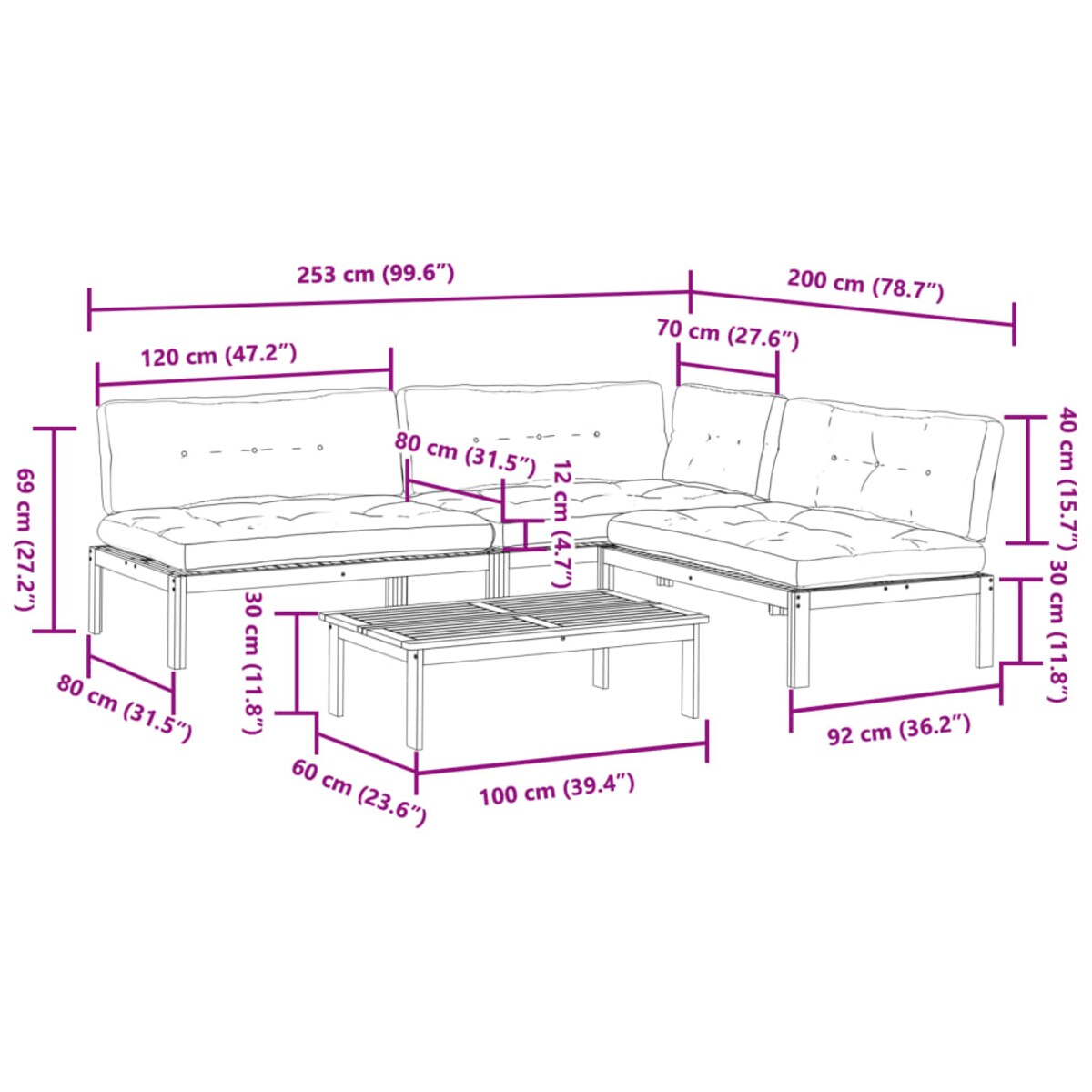 vidaXL 4-cz. zestaw wypoczynkowy do ogrodu, z poduszkami, akacjowy