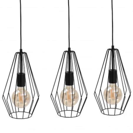 LAMPA wisząca KET437 industrialna OPRAWA metalowy ZWIS druciany czarny