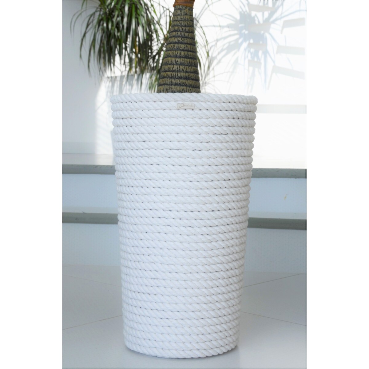 28 BOHO sznurek BIAŁA BAWEŁNA wysoka osłonka + wkład doniczka koszyk naturalny gruby sznurek LINA z trawy plecionej JUTA styl skandynawski etno loft marynistyczny wzór 28/BB16