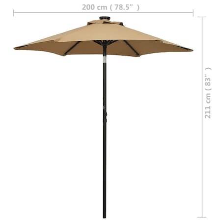 vidaXL Parasol ogrodowy z LED, taupe, 200x211 cm, aluminium