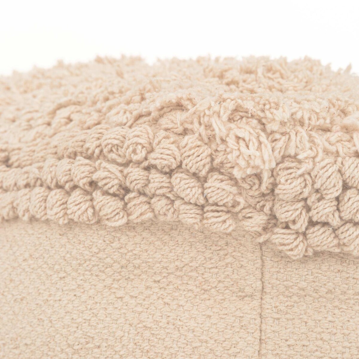 Puf boho Sea view, frędzle, bawełna z recyklingu, 65 x 45 x 35 cm