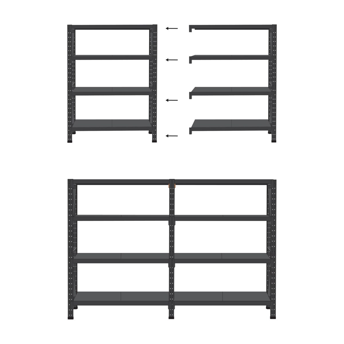 Regał magazynowy FIUGGI Metal 200 cm 60 cm Czarny