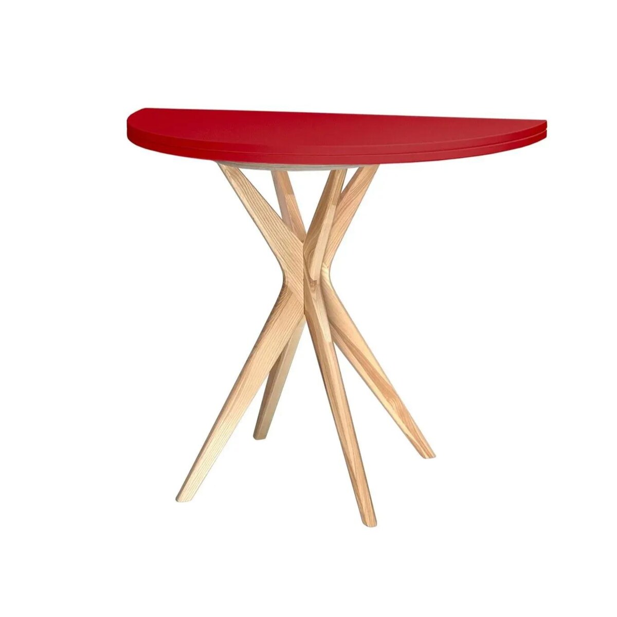 Stół półokrągły CUTTI 100x100 rozkładany czerwony/jesion