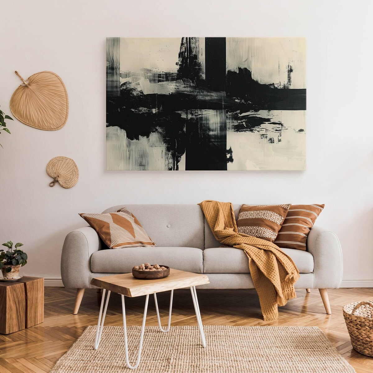 Obraz Canvas Do Salonu Sypialni Abstrakcja Czarny Wzór Akwarele 120x80cm