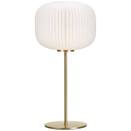 Stojąca LAMPA stołowa SOBER 107819 Markslojd plisowana LAMPKA biurkowa szklana mosiądz biała
