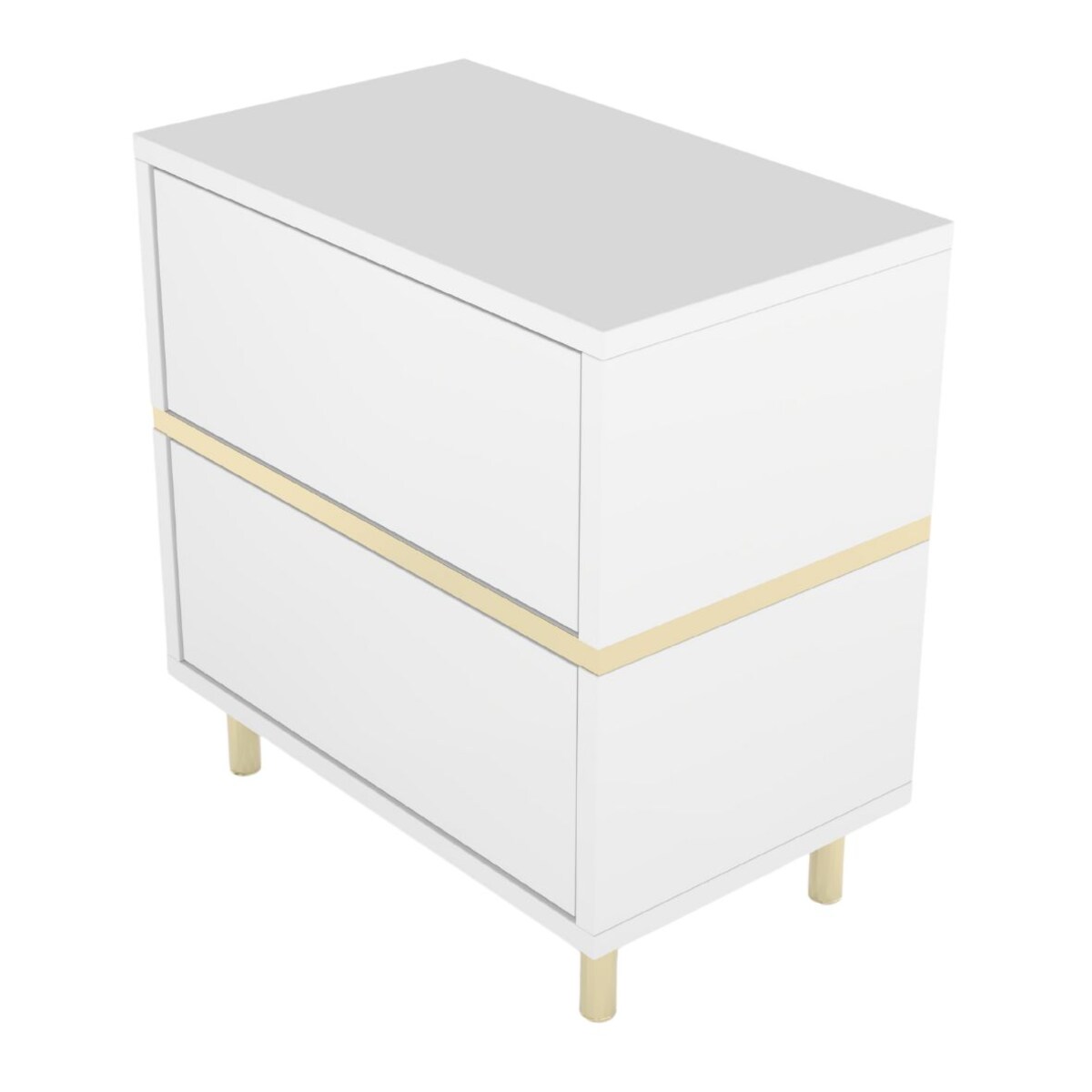 Elegancka biała szafka nocna Dancan MARIKA ze złotymi dodatkami