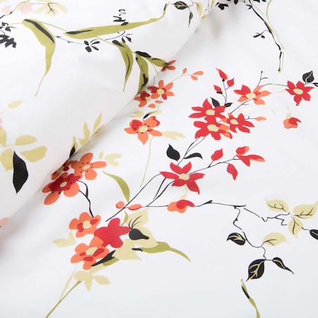 Pościel bawełniana 180x200 Bloome biała w kolorowe kwiaty, Cottonlove