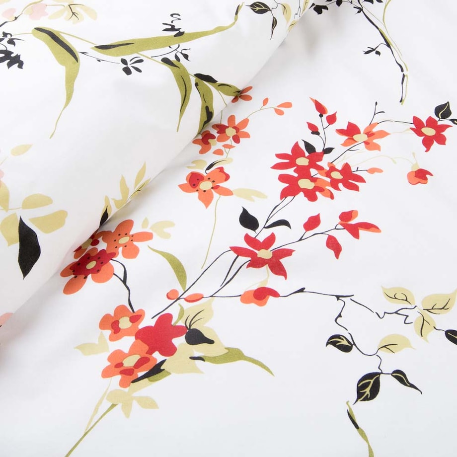 Pościel bawełniana 180x200 Bloome biała w kolorowe kwiaty, Cottonlove