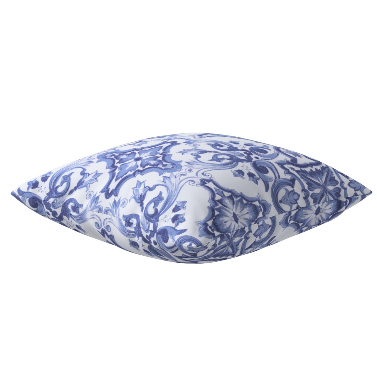 Poszewka Kinga na poduszkę 43x43 niebieskie wzory na białym tle