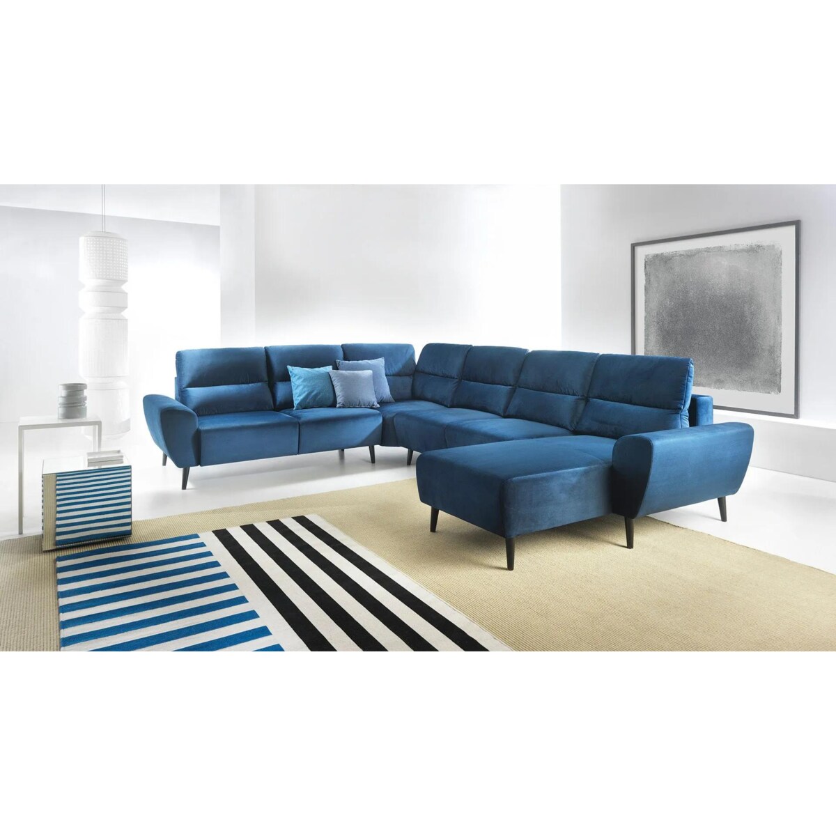 Narożnik z funkcją spania LAURA U2 granatowy prawy/lewy