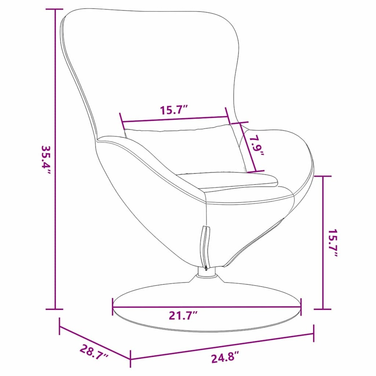 vidaXL Fotel jajo ciemno szary 63 x 73 x 90 cm tkanina