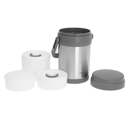 Termos obiadowy 1.5L stalowy z 3 pojemnikami KINGHOFF