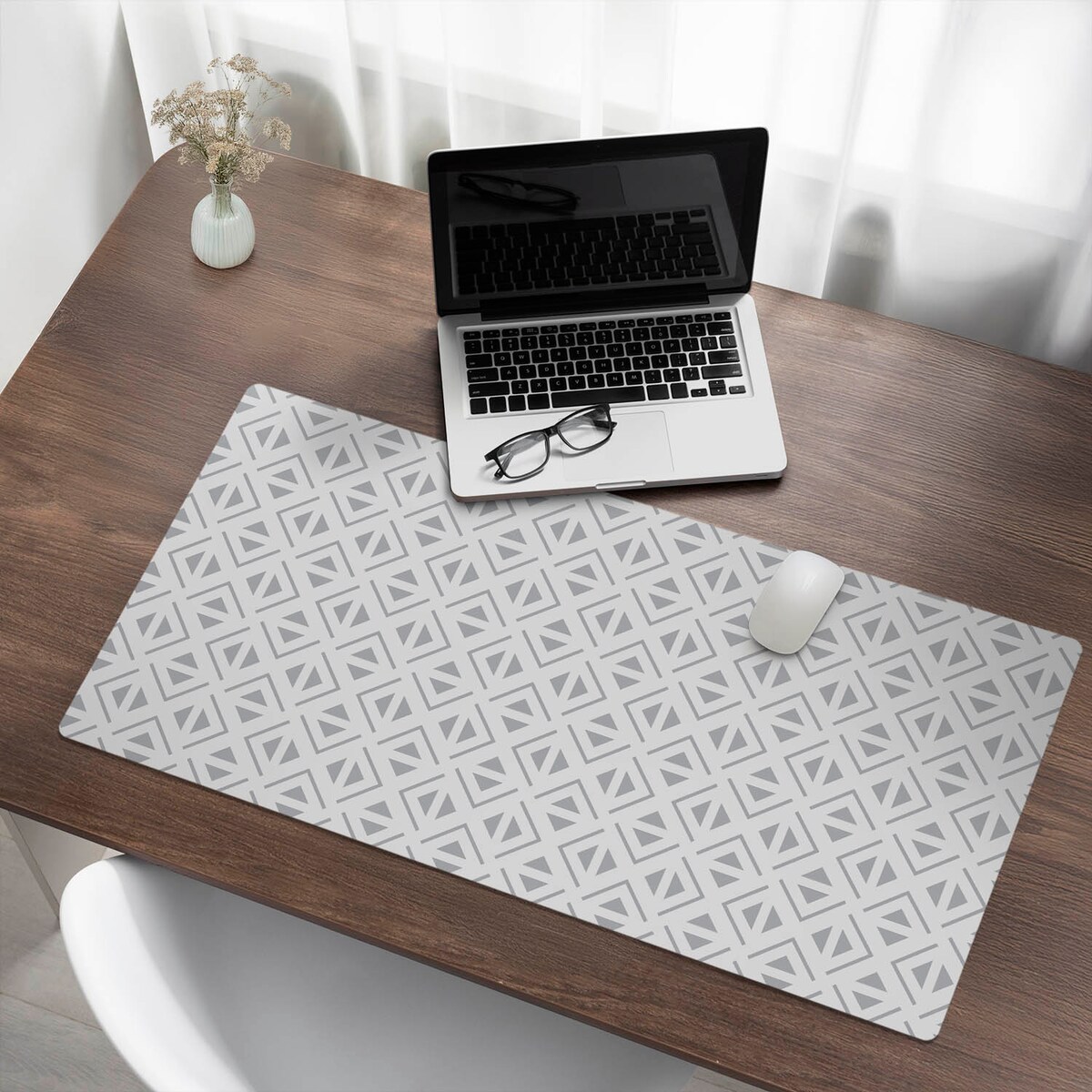 Szara mata na biurko Geometryczny wzór, 100x50 cm
