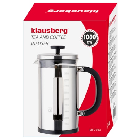 Zaparzacz do kawy i herbaty 1.0L French Press srebrny KLAUSBERG