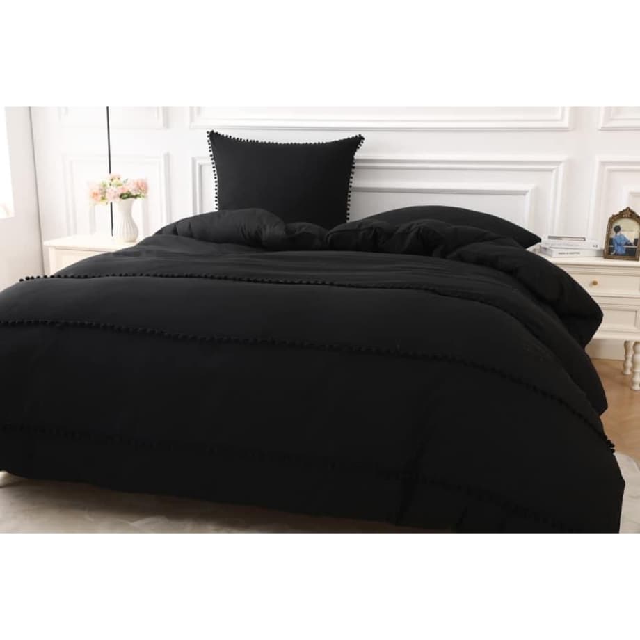 pościel mikrofibra boho z pomponami 160x200 cm