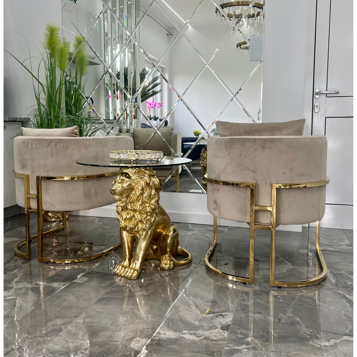 Stolik kawowy nowojorski złoty Lew Premium 60x60x62