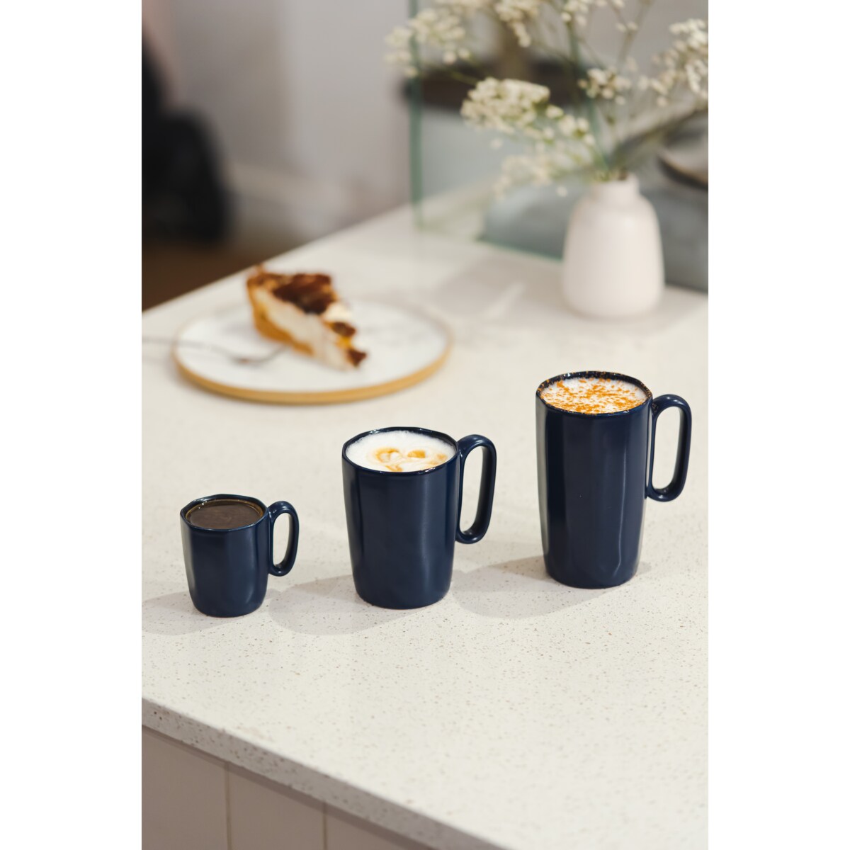 Dwa kubki ceramiczne z uszkiem 80 ml Fuori granatowe 29989