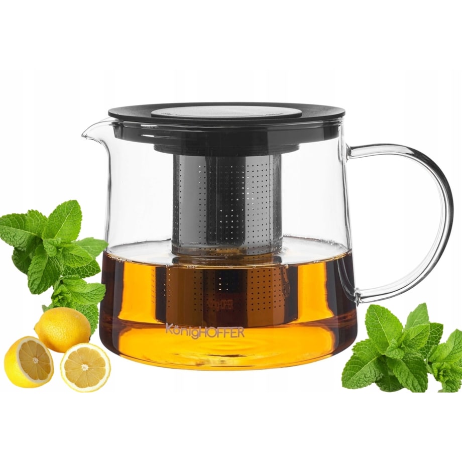 DZBANEK SZKLANY Z ZAPARZACZEM sitko imbryk czajnik na zioła herbatę 1,5 L