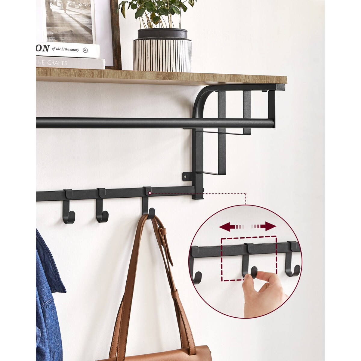 Półka Z Wieszakami 66X30X27 Cm Sonoma