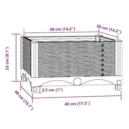 vidaXL Donica do podniesionej rabaty, 40x40x23 cm, polipropylen