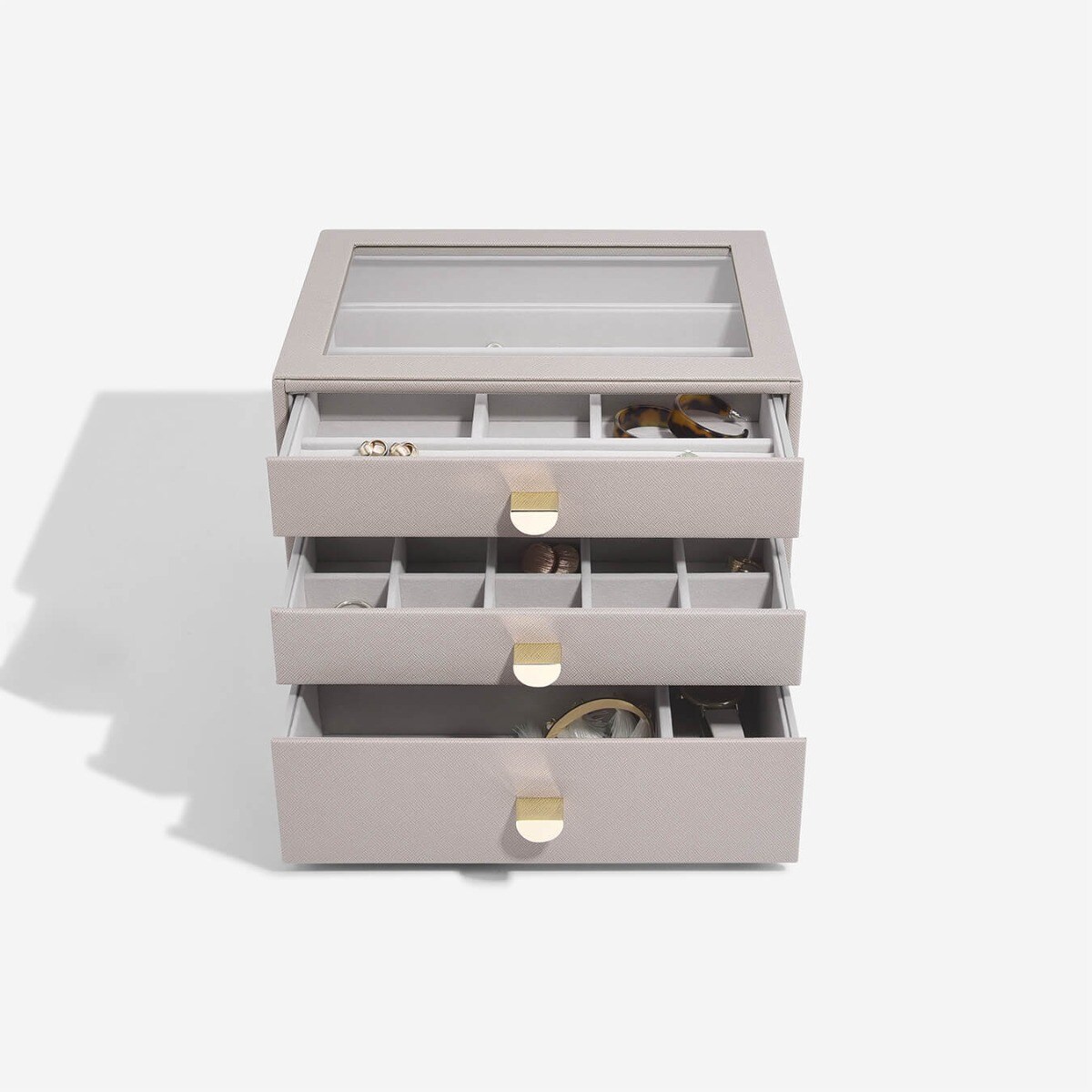Szkatułka na biżuterię Stackers classic taupe z 3 szufladami