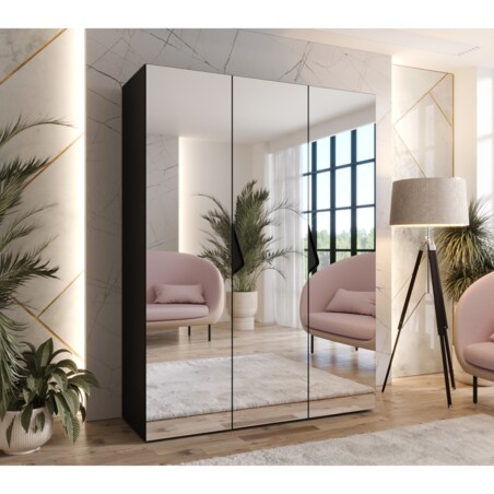 Szafa uchylna z lustrem Sandi 3 150 wys 202 cm Czarny + u Czarny