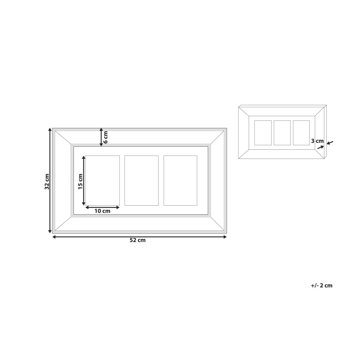Multiramka na 3 zdjęcia lustrzana miedziana DABOLA