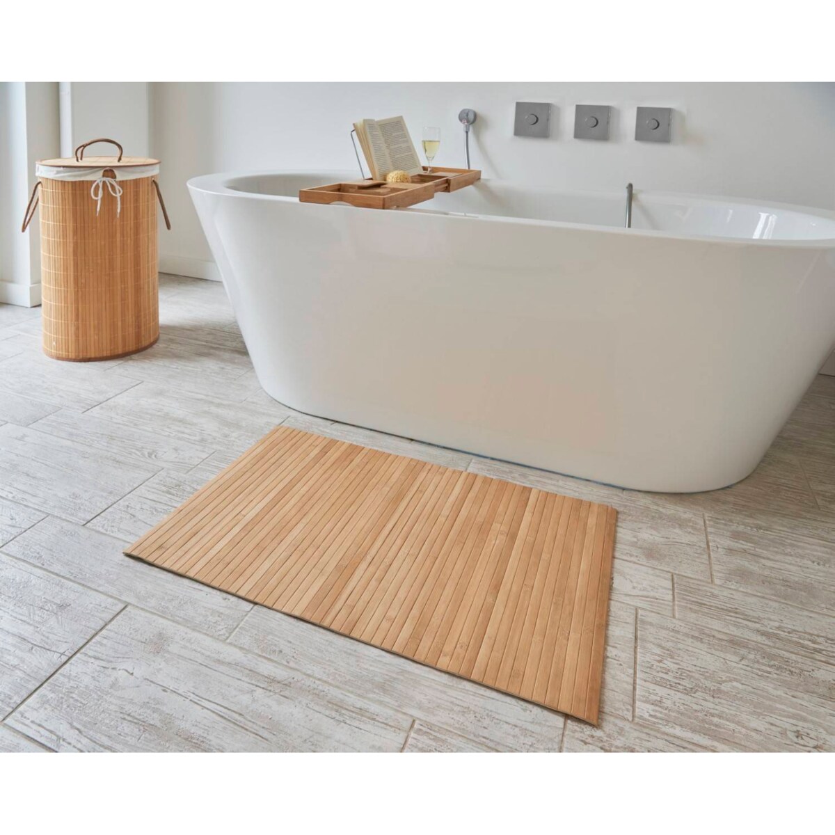 Bambusowy kosz na pranie, jasny brąz, 55 litrów, ZELLER