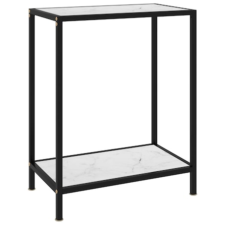 vidaXL Stolik konsolowy, biały, 60x35x75 cm, szkło hartowane