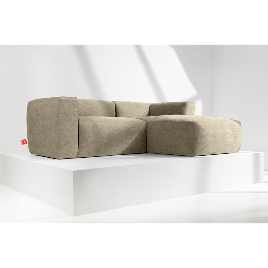 KONSIMO BUFFO Narożnik prawy 3/4-osobowy z wyjątkowo miękkim siedziskiem, kolor piaskowy