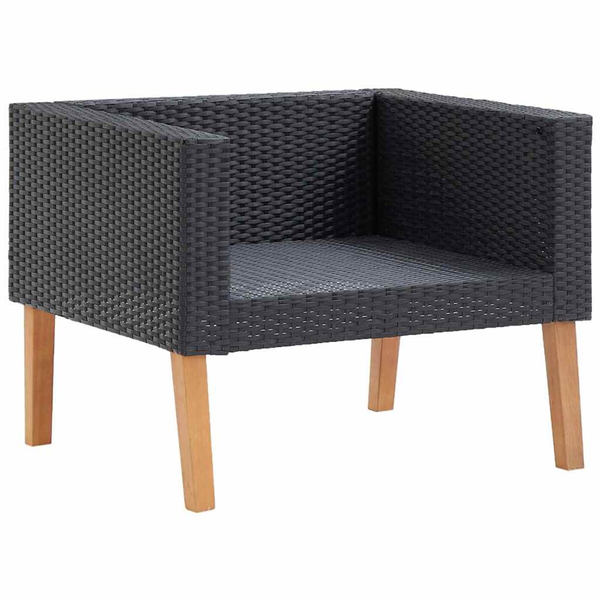vidaXL Pojedyncza sofa ogrodowa z poduszkami, rattan PE, czarny
