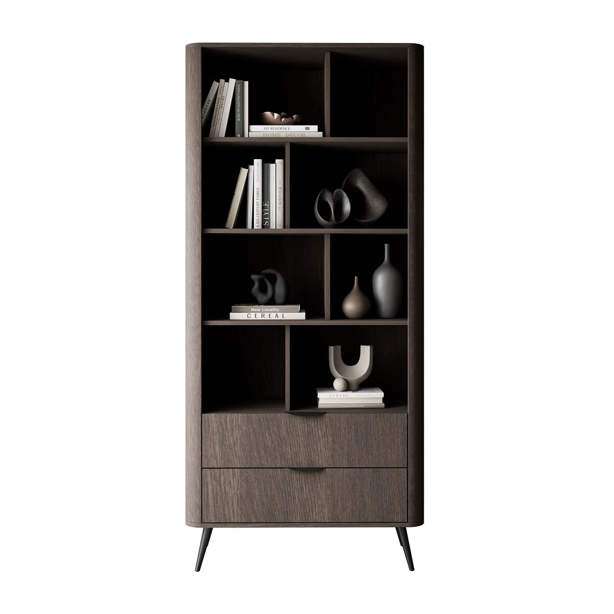 Regał TWILIGHT szufladami, Dąb Dunin / Czarny