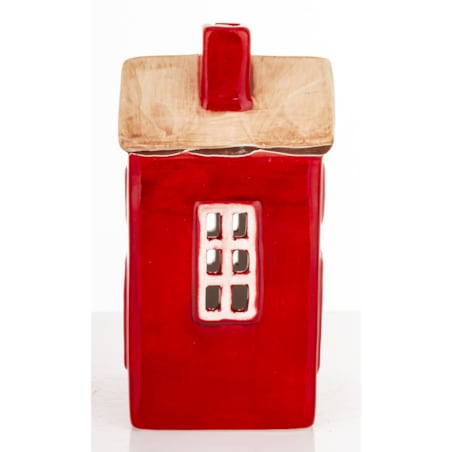 Dekoracja - kamionkowy domek LED 13x7x6 cm MARGITA-2 czerwony