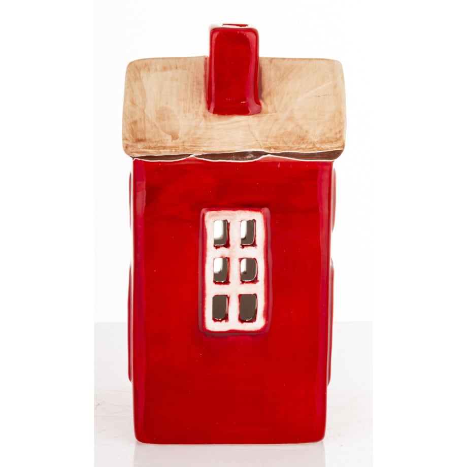 Dekoracja - kamionkowy domek LED 13x7x6 cm MARGITA-2 czerwony