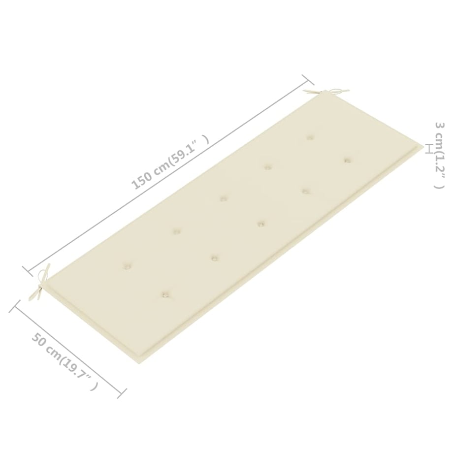 vidaXL 3-os. ławka ogrodowa z poduszką, 150 cm, lity eukaliptus