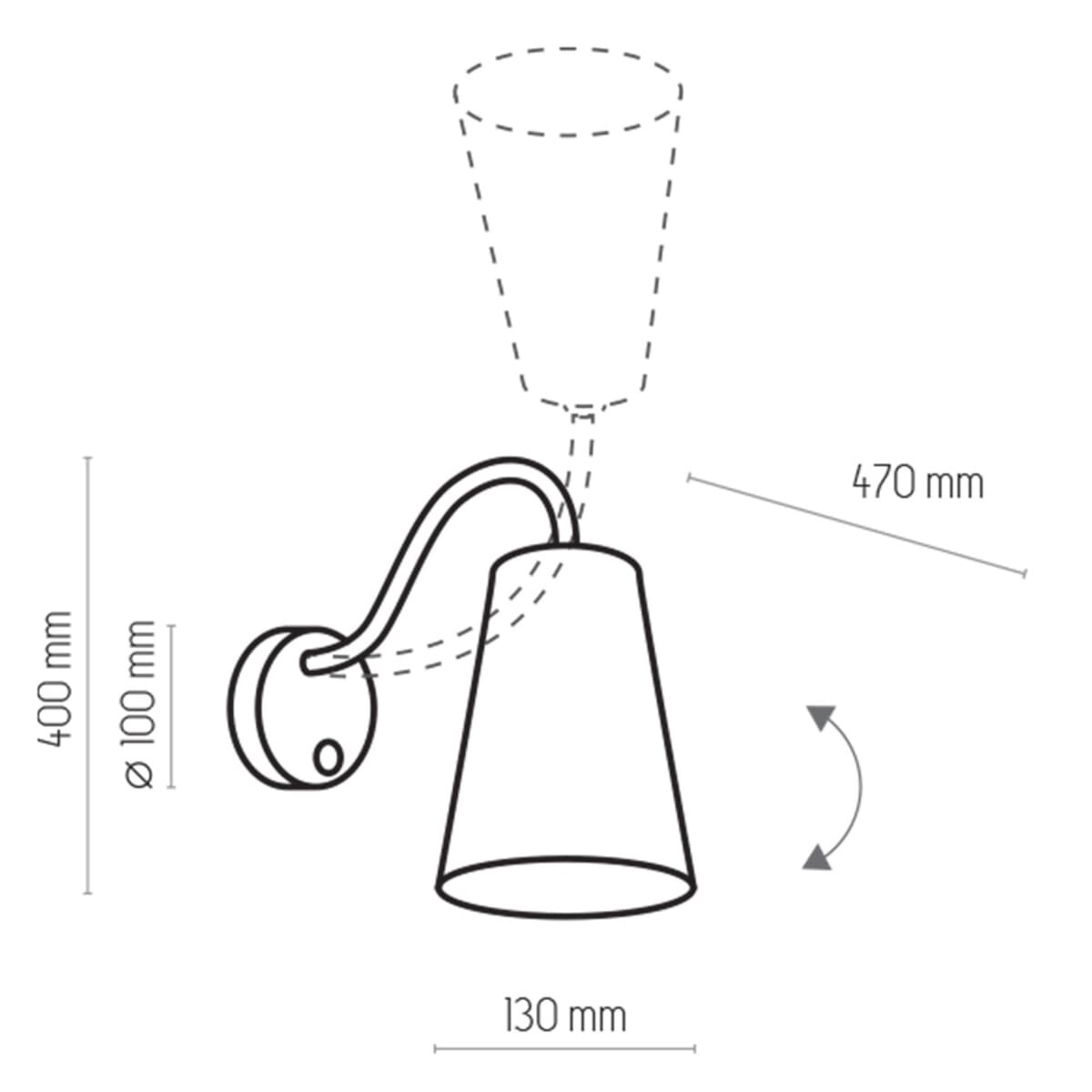 Kinkiet na peszlu Wire 826 TK Lighting tkaninowy czarny klosz złoty